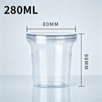Pot en plastique PET transparent de 220 ml, 280 ml, 50 ml avec couvercle pour préparation de repas, collations, bonbons, fitness, perte de poids, fabrication de gâteaux