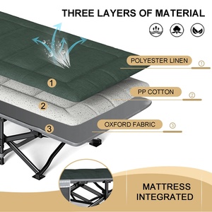 Lits <span class=keywords><strong>de</strong></span> camping pliants portables en métal, solides et légers, avec matelas doux et confortable - Product Image 4