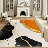 Modern Abstract Camping Travel Thin Polyester Rug Non-Slip TPR Low Pile Machine Washable Tufted Braided Printing Custom Print