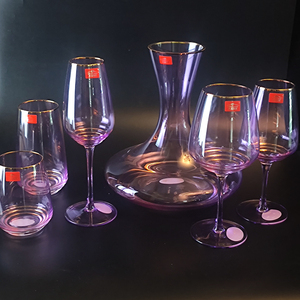 Pink Crystal <b>Wine</b> Glass Gold Rim <b>Goblet</b> Purple Tinted Red <b>Wine</b> Glass for Wedding Banquet - Product Image 4