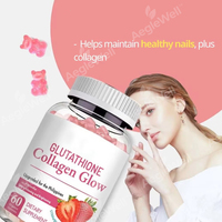 Gummies Éclat Collagen Glutathion Aeglewell Meilleures Ventes, Goût Fraise, 60 Gommes à Croquer