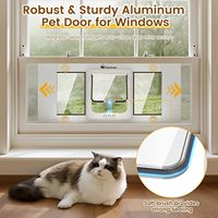 Puerta para Gatos Senfey, Instalación Rápida, Ancho Ajustable, Cierre Magnético, Marco de Aluminio Resistente a la Intemperie, Insonorizada