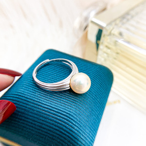 Bague en argent S925 avec perles de 10-12 mm, accessoires de perles DIY, édition légère, ensemble de bijoux en argent avec support vide 10133 - Product Image 2