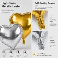50 ballons en forme de cœur en feuille d'aluminium auto-scellants de 18 pouces, gonflables à l'hélium, de qualité supérieure, réutilisables, haute résistance, décoration de fête, ballons en Mylar
