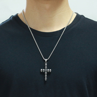 Bijoux d'halloween de haute qualité en acier inoxydable, collier gothique religieux Design 3D tête de crâne croix pendentif pour hommes femmes