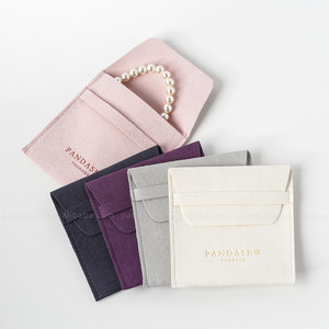 PandaSew Custom Logo Luxury Microfiber <b>Gift</b> <b>Envelope</b> Jewelry Pouch for Necklace Bracelet Rings Earrings Fashion Jewelry Bag - Product Image 5