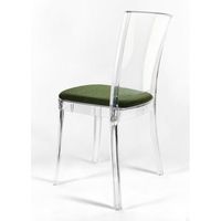 Lucienne Green Boucle Chaise Transparente Rembourrée en Tissu avec Coussin pour Salon Modèle 20BCL2000