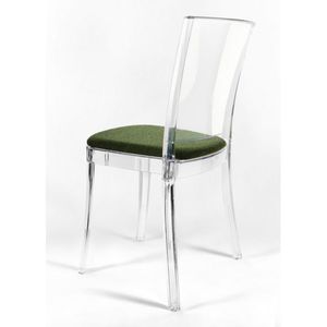 Sedia trasparente imbottita in tessuto Boucle verde Lucienne con cuscino per soggiorno modello 20 bcl2000 - Product Image 4