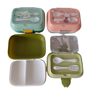 Kawaii erkek kız 700ml sızdırmaz <span class=keywords><strong>2</strong></span> bölme bento in bento yemek kabı çocuk okul yemek kabı ve su şişesi seti - Product Image 5