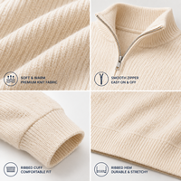 Pull en cachemire pour femme, 100% cachemire, col demi-zip, tricot côtelé, fabricants de pulls, pull doux, chaud et luxueux pour femme