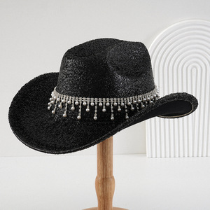 Sombrero de copa plateado de poliéster con ribete de perlas, sombrero de fiesta resistente al viento y al sol, M56-58cm - Product Image 4