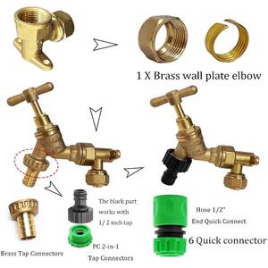 Outdoor Garden Tap Kit 1/<strong>2</strong> Inch BSP <strong>Hose</strong> Union With Brass Wall Plate Fixture Wall Mounted Outside <strong>Hose</strong> Fitting <strong>Set</strong> - Product Image 3