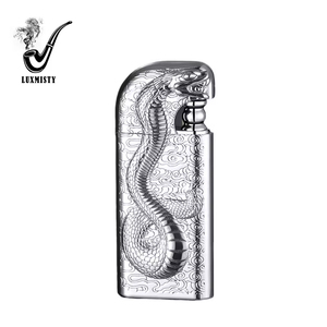 Allume-cigare double à logo personnalisé Allumeur en métal <span class=keywords><strong>serpent</strong></span> de secours Briquets à cigare Dragon Torche à flamme rechargeable à jet de butane - Product Image 4