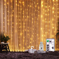 Guirlande lumineuse de Noël pour fenêtre, rideau LED, étoiles, lune, lumières décoratives, à intensité variable, IP44