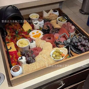 Solid Wood Square Serving <b>Tray</b> Extra <b>Large</b> Portable For Desserts Fruits Party Gatherings - Product Image 5