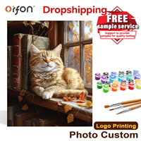 Kit de Peinture par Numéros DIY pour Adultes, Thème Chat, pour Fenêtre, Peinture DIY Écologique sur Toile, Décoration Murale pour la Maison