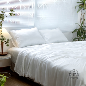 Parure de lit en bambou bio blanc, tissu 60s, qualité supérieure, ensemble 4 pièces : housse de coussin, housse de couette, drap, 300TC, rafraîchissante, écologique - Product Image 1