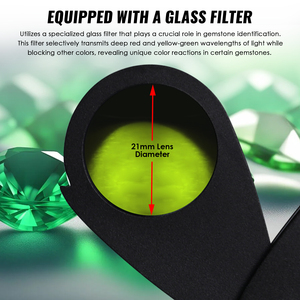 Filtre Chelsea durable, diamètre de lentille 21 mm, mini-outil pour gemmes avec filtre en verre, conception pliable, robuste, couleur noire - Product Image 4