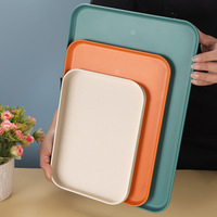 Plateau de service durable et écologique en paille de blé et plastique PP non toxique, grande taille 9/12/15 pouces, pour la restauration et l'hôtellerie, vente en gros usine