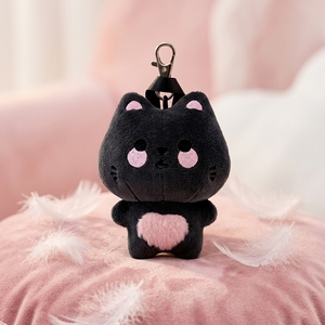 Llavero de Gato de Peluche Negro con Corazón Rosa Bordado de 10cm, Suave, Lindo, de Dibujos Animados, Colgante para Bolsa, Decoración, Regalo - Product Image 4