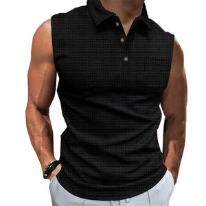 Camiseta sin mangas de verano para hombre OEM, 100% algodón, transpirable, tejida, informal, deportiva, con botones, sin mangas, para fitness, de color sólido o estampada. - Product Image 1