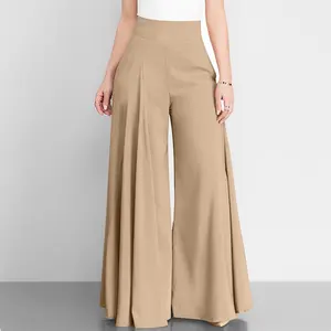 Spring New Solid High Waist Women Wide Leg Pants Casual Plus Size Women Trousers