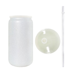 Boîte en verre brut de sublimation à revêtement en poudre de paillettes brutes de 16oz avec couvercle en plastique coloré et paille pour impression par sublimation - Product Image 6