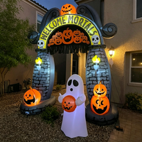 Arco Inflable Gigante Personalizado para Halloween, Diseño de Árbol de Calabazas y Fantasmas, Tela Oxford Resistente al Sol para Entrada de Fiestas al Aire Libre