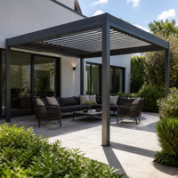 Jiake Bioklimatischer Pavillon mit Fernbedienung, Aluminium-Lamellen, Wasserdichter Unterstand für Moderne Villen, Hinterhöfe & Balkone - Antikes Design