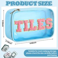 Sac de rangement universel portable et imperméable pour Mahjong, sac de rangement pour Mahjong avec lettres brodées multicolores (Mahjong non inclus)