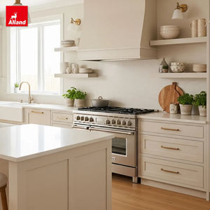 Alland Armadio Ecologico in <span class=keywords><strong>Legno</strong></span> con Modanature Francesi, Scaffale Modulare Europeo, Credenza Laccata Beige, Mobili da Cucina e Sala da Pranzo - Product Image 1