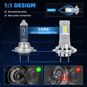 Feux antibrouillard et phares LED H7 90W 12V, mini plug&play 1:1, compatibilité universelle pour VW - Product Image 4