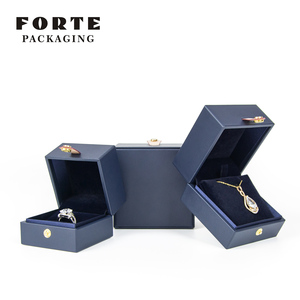 Forte 2024 High-End Blue PU Leather Jewelry <b>Box</b> Custom logo Luxury <b>Earrings</b> Pendant Necklace Ring <b>Box</b> Jewelry Packaging <b>Box</b> - Product Image 5