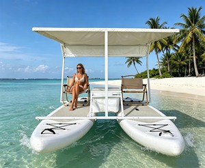 Yate Deportivo Inflable de PVC para 2-4 Personas, Tabla de Paddle Surf, Pontón de Pesca, Catamarán Inflable Portátil con <span class=keywords><strong>Pedales</strong></span> - Product Image 1