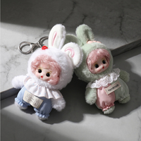 Porte-clés Lapin en Peluche Kawaii Tendance 2026 avec Visage en Vinyle, Jouet Doux en Forme de Lapin pour Sac d'École, Clé de Voiture, Accessoire Cadeau