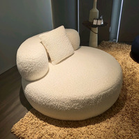 Chaise longue pivotante de salon blanche Fauteuils de luxe Hôtel Laine d'agneau Accent Canapé simple Chaise Meubles de maison