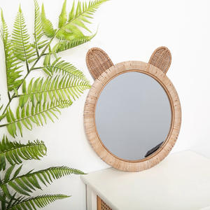 <span class=keywords><strong>Miroir</strong></span> mural en rotin tressé Art Déco pour chambre d'<span class=keywords><strong>enfant</strong></span>, décoration de la maison, <span class=keywords><strong>miroir</strong></span> de maquillage artisanal écologique - Product Image 1