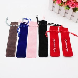 Pochette à crayons et stylos en velours écologique avec logo imprimé personnalisé, pochettes pour pinceaux de maquillage et sourcils, avec couleurs et tailles personnalisées - Product Image 4