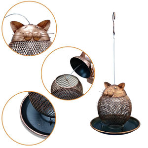 Haustier produkte Niedliche Katzen form Eichhörnchen Proof Bird feeder Garten Eisen Vogelfutter Spender Hängende Metall Vogel häuschen Für Wildvogel - Product Image 3