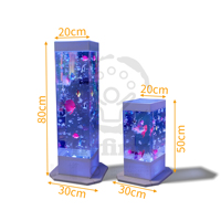 Flyfirm 32 pouces 8 couleurs changeantes aquarium à bulles sensorielles avec lumières LED 12 poissons flottants, parfait pour l'autisme, la thérapie de l'anxiété