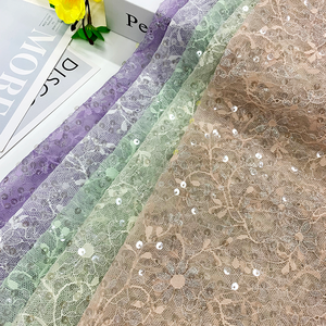 Encaje Floral de Nailon con Lentejuelas y Hilo Plateado, Malla Suiza Elegante, para Vestidos de Novia y <span class=keywords><strong>Ropa</strong></span> <span class=keywords><strong>Interior</strong></span>, Venta al Por Mayor - Product Image 3