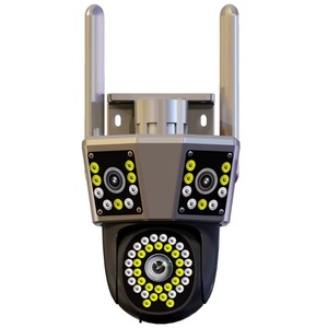 Caméra de sécurité extérieure pour la maison avec vision nocturne couleur, étanche, rotation à 360 degrés, alarme antivol tout-en-un, réseau IP à trois écrans - Product Image 1