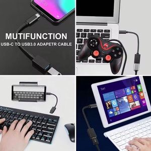 Wholesale Braided <b>USB</b> <b>Type</b> <b>C</b> Male <b>to</b> <b>USB</b> 3.0 Female OTG Cable <b>Adapter</b> Compatible With Phone Laptop Tablet - Product Image 6