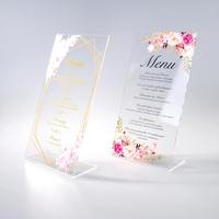 Invitations de mariage personnalisées en acrylique transparent, impression UV personnalisée, cartes d'invitation dorées artisanales pour mariage