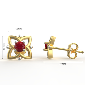 Avarta Jewellery 18K Hallmarked Gold Studs Lab Grown Diamond Pendientes con rubí para niños Niñas Mujeres Producto a granel al por mayor - Product Image 3