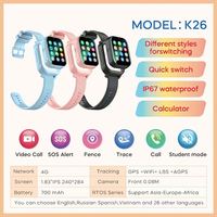 Reloj Inteligente para Niños K26 con Pantalla TFT Cuadrada, GPS+LBS+AGPS+WiFi, Videollamadas 4G, Tarjeta SIM, Monitor de Sueño y Dos Correas