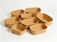 Wegwerp suikerrietpulp biologisch afbreekbare verdikte magnetronbestendige lunchboxen en schaaltjesset, 50 stuks per verpakking, hamburger- en fruitborden
