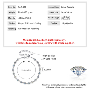 Elegante y Moderna Pulsera de Tenis para Mujer, Estilo Hiphop, con Incrustaciones de Zirconia 5A Transparente de Corte Redondo de 3mm, Engaste de Bisel, Pavé Completo, Resistente al Desgaste - Product Image 6