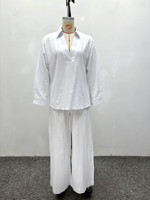 GX1086 Nouvelle Collection 2026 – Ensemble 2 Pièces Tendance pour Femme : Chemise Ample à Manches Longues Col V et Pantalon – Style Streetwear Boutique