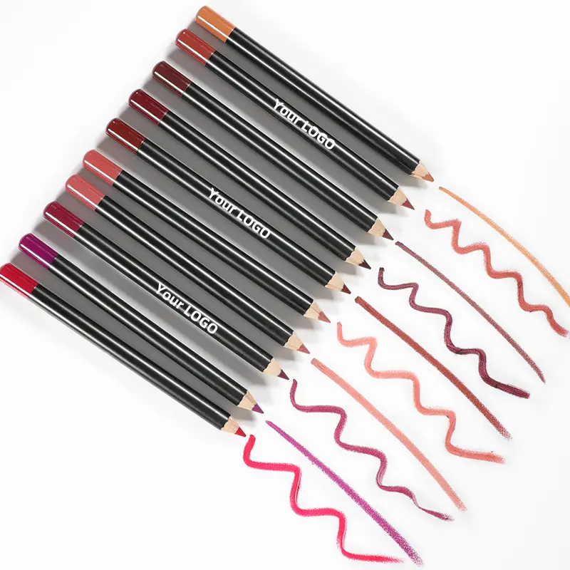 Custom hot selling color creamy pink brown waterproof lip liner pencils sets private label